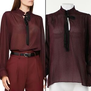 Reiss Maevie Silk-Blend Tie-Neck Dot Blouse